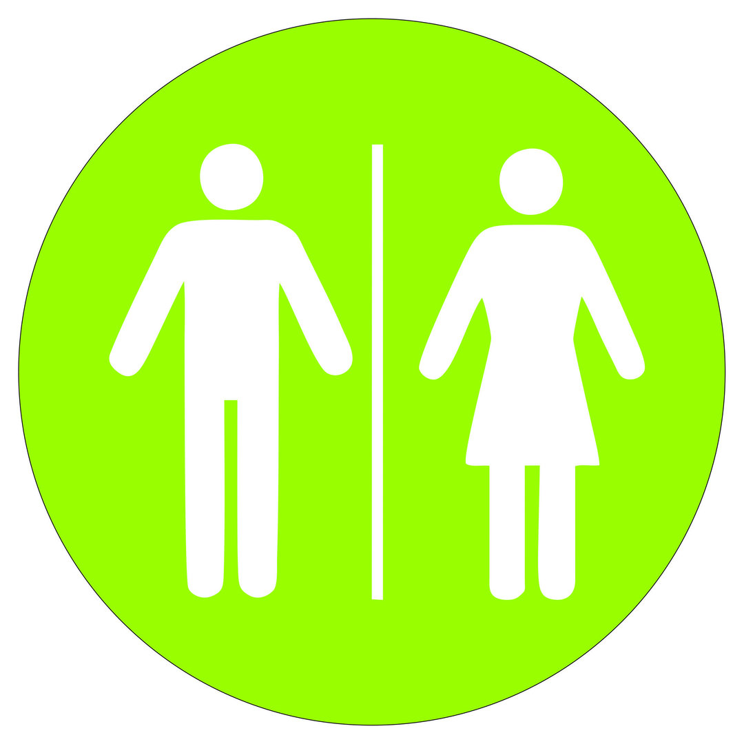 Türschild aus Plexiglas "WC Herren & Damen" Grün / Weiss