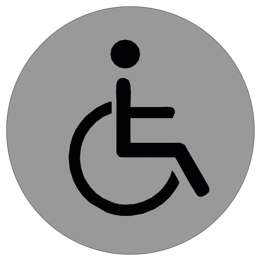 Türschild aus Plexiglas "Rollstuhl" Grau / Schwarz