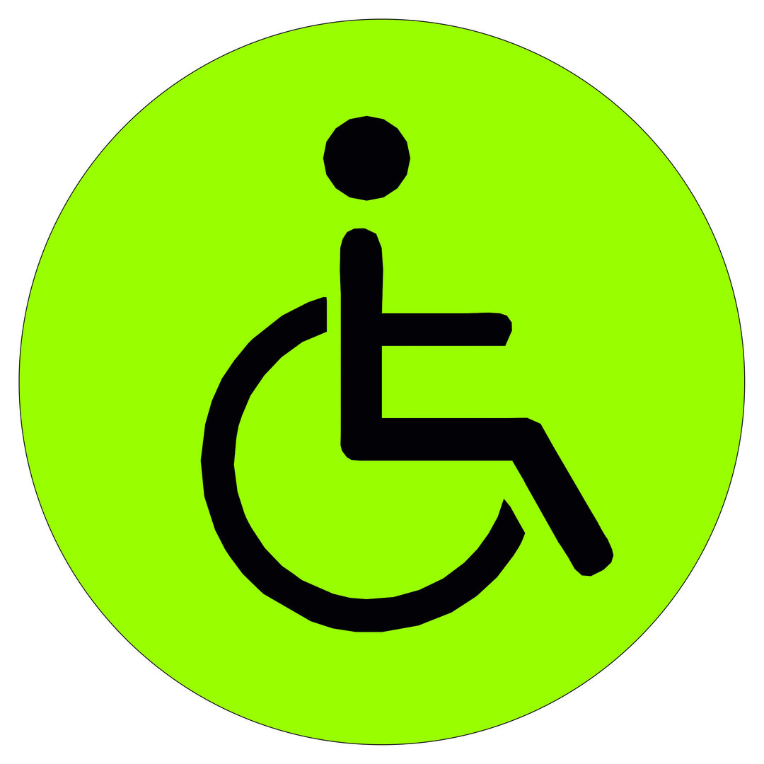 Türschild aus Plexiglas "Rollstuhl" Grün / Schwarz