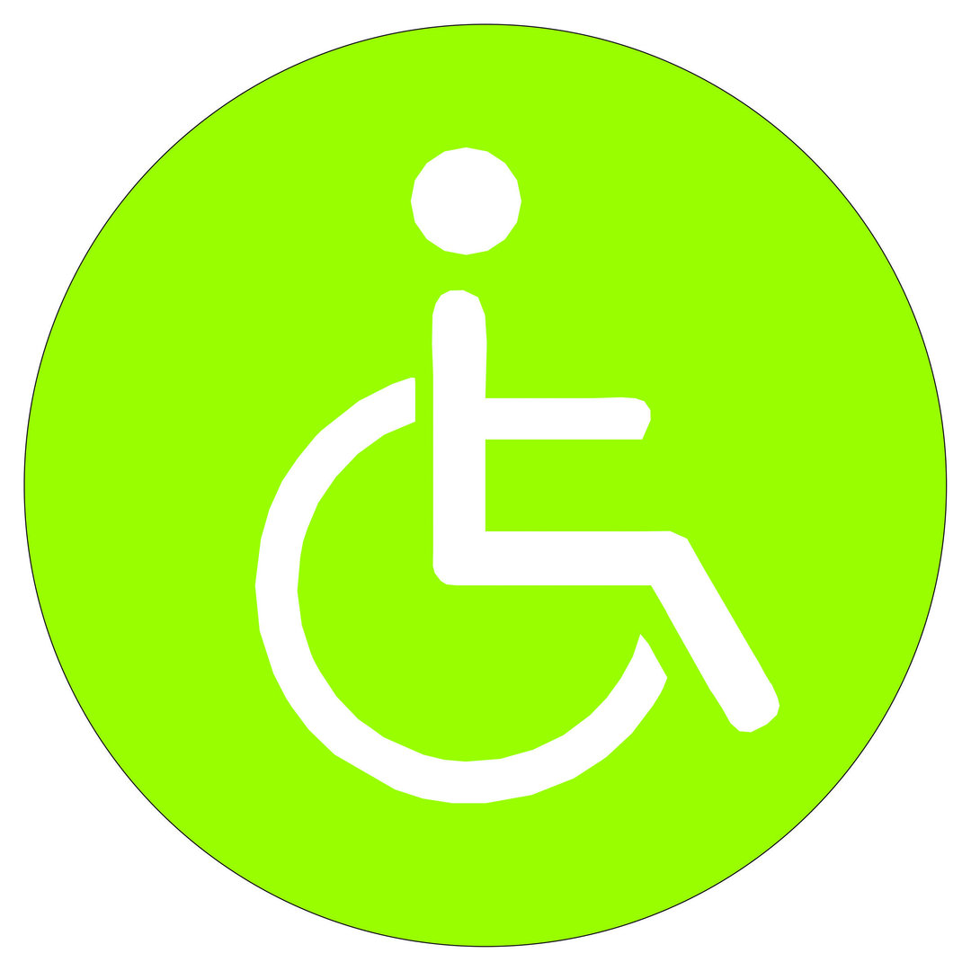 Türschild aus Plexiglas "Rollstuhl" Grün / Weiss